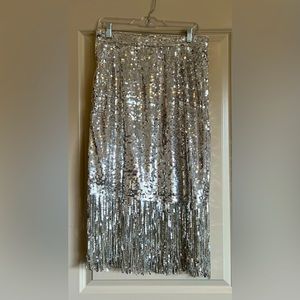 H&M Silver Sequin Skirt NWT